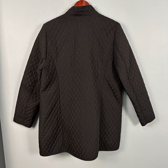 J. Jill Womens Large Quilted Coat Jacket Zip Button Brown Long Winter Warm - Picture 5 of 5